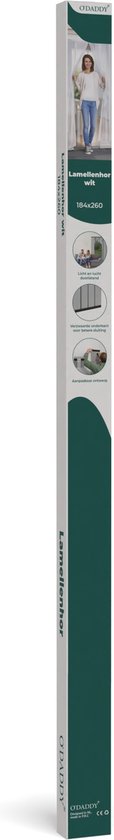 O'DADDY® Fly Curtain Slat Screen - 184x260 cm - Rideau de porte - Porte - Design ajustable - Fibre de verre - Moustiquaire de porte blanche