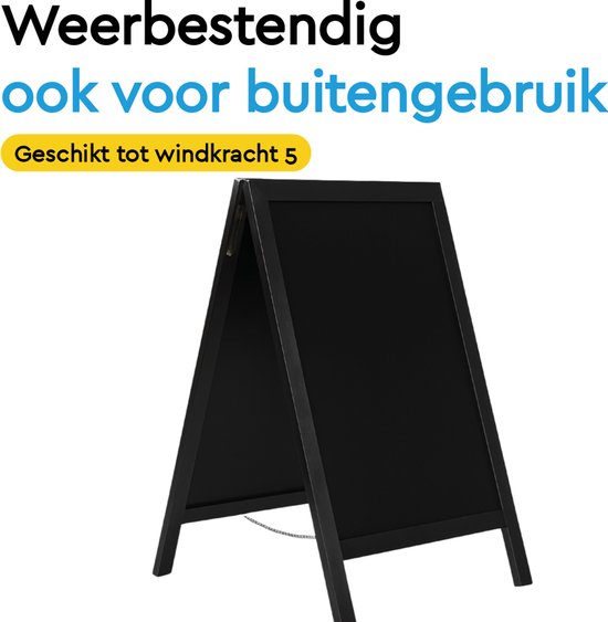 BRASQ Chalkboard Black - 70x130 CM - Tableau noir - Enseigne publicitaire - Enseigne de trottoir - Double face - pour l'intérieur et l'extérieur - Hospitality