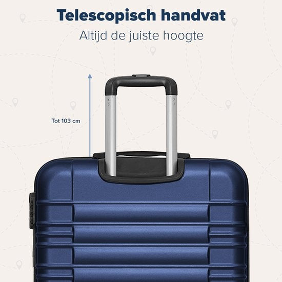 TRVLMORE Set de valises - 3 pièces - 38L (bagage à main) + 70L + 110L - Bleu foncé