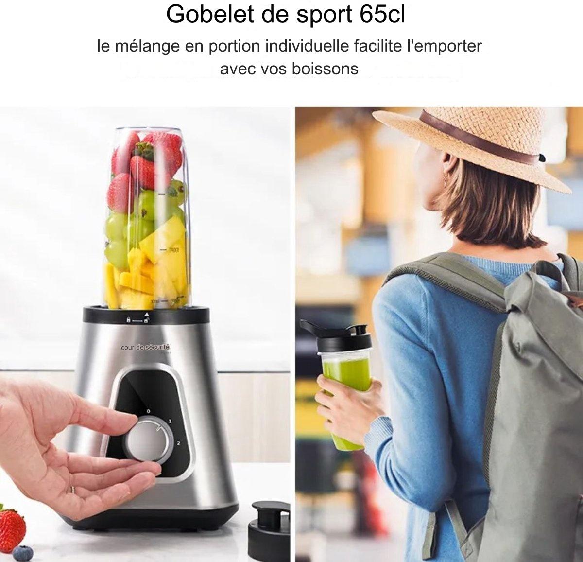 Mixeur Safecourt Kitchen- 1200 watts- 3 positions - acier inoxydable