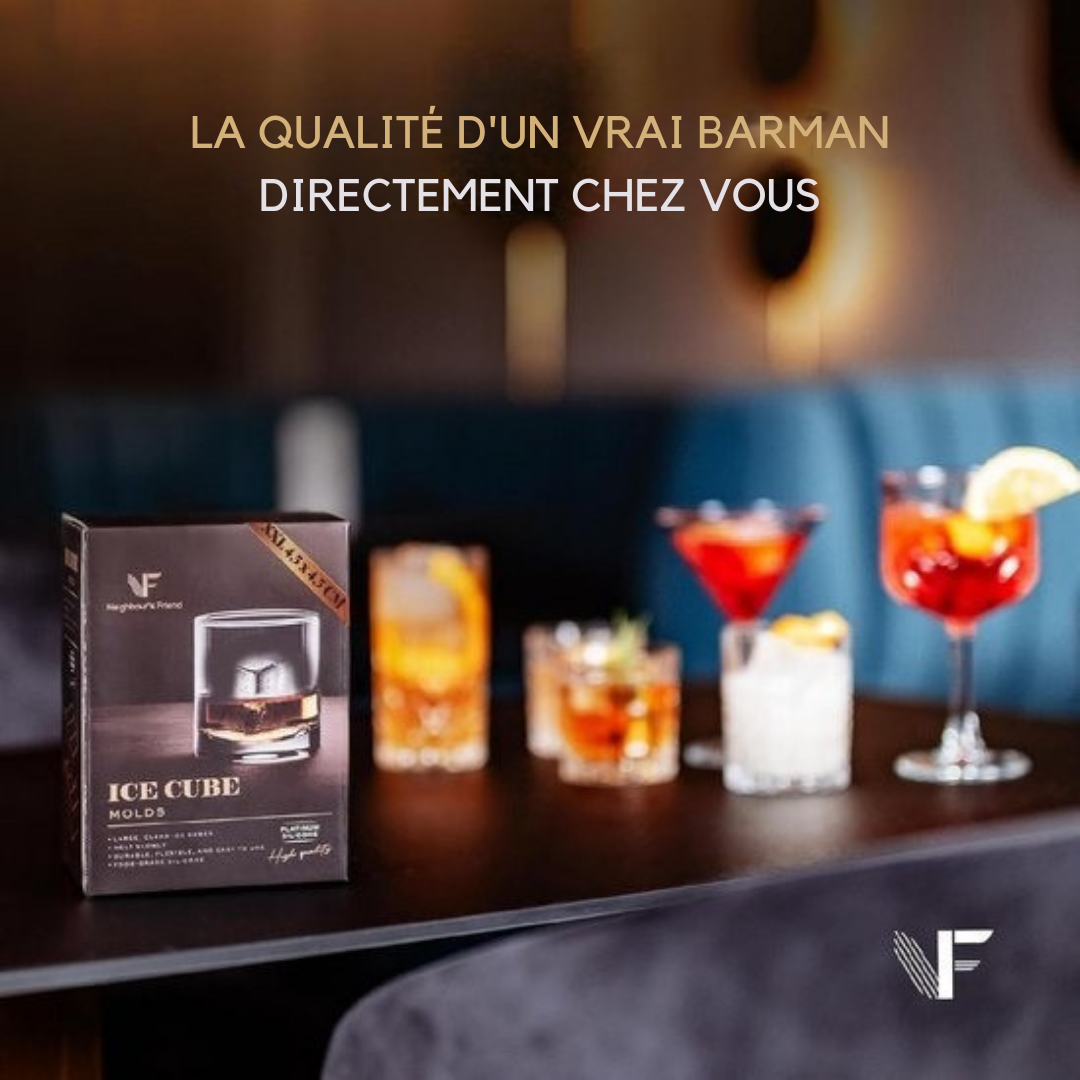 Moule à glaçons Neighbour's Friend - Pack de 2 moules XXL en silicone - Lavable au lave-vaisselle - Cubes 5 x 5 cm - Marron