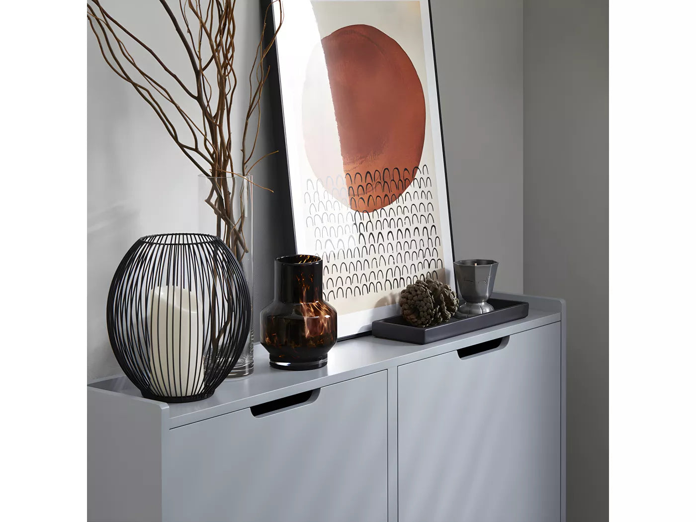 SoBuy Armoire à chaussures Armoire à chaussures Armoire à chaussures 4 volets Armoire à chaussures - Gris, 100x19x90cm, FSR100-HG