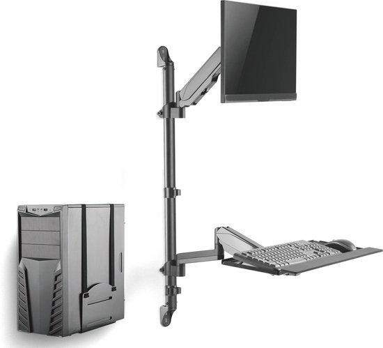 Poste de travail assis-debout - Support mural - Support de moniteur - Support mural pour clavier - Poste de travail
