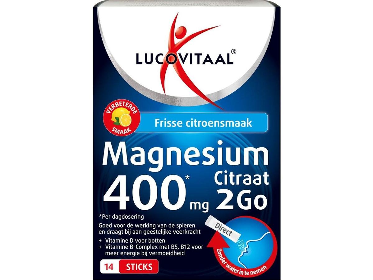 Lucovitaal Citrate de magnésium 2Go - 400 mg par sachet - 14 sachets - lot économique