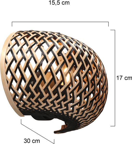 Anne Lighting - applique murale - MAZE - naturel - bambou - lampe de chevet - E27 - 4400BE