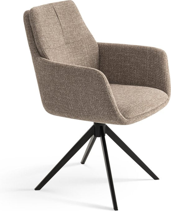 Furnihaus Chaise de salle à manger pivotante Milou avec accoudoir Taupe