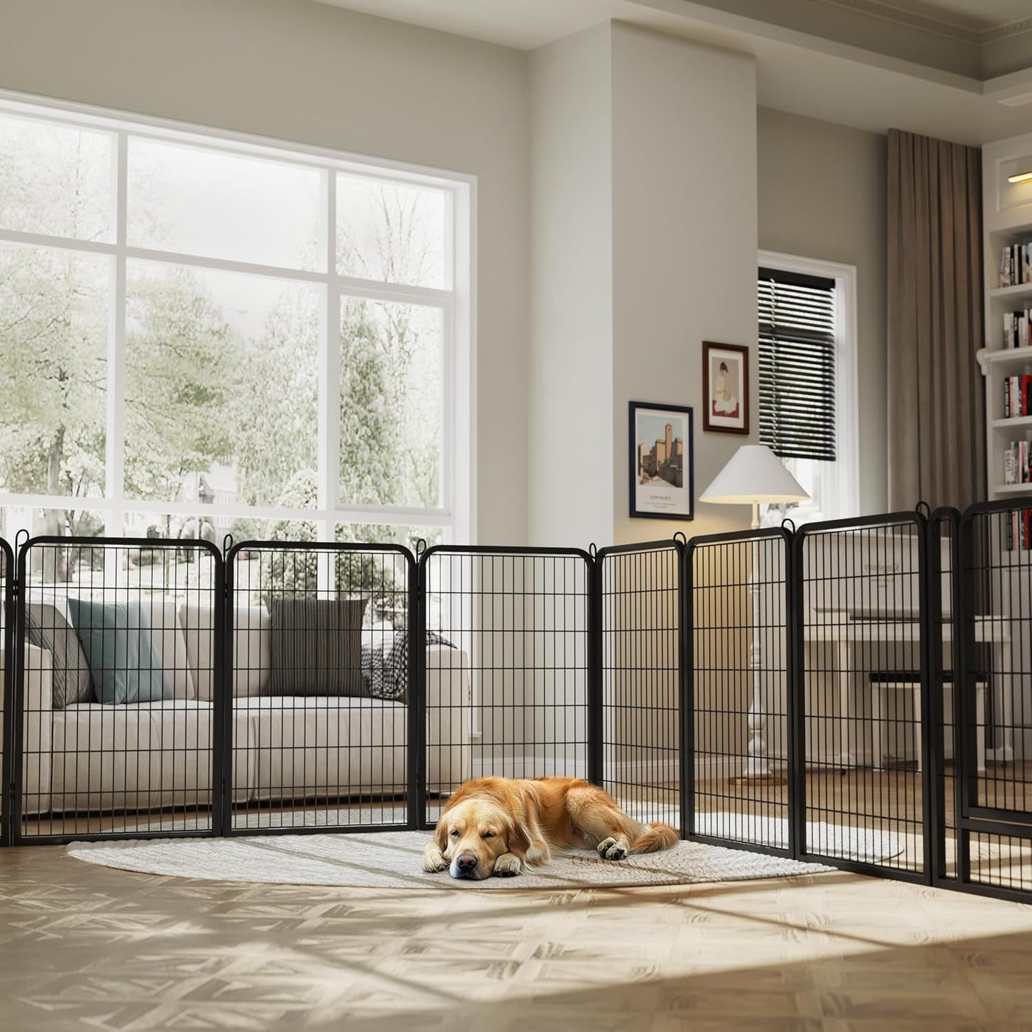 Yaheetech Puppyren - Enclos métallique pour chiots 6 panneaux avec porte - 100 cm de haut - 68 x 100 cm par panneau - Noir