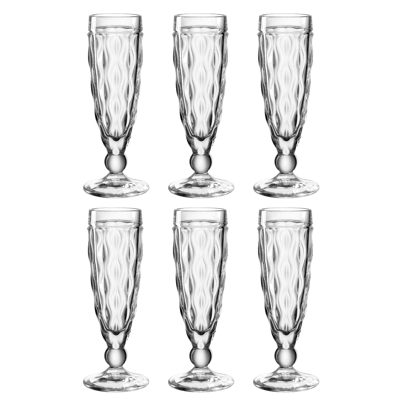 BRINDISI Verres à champagne - Lot de 6 | 140 ml Verrerie de luxe et élégante