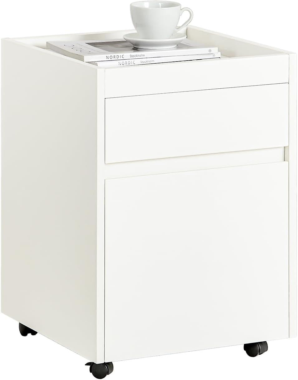 SoBuy Table d'appoint sur roulettes - Max 25KG - Blanc - 40 x 40 x 54 cm