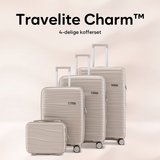 SKYCASES Travel One – Valise de voyage 28 pouces - Serrure à combinaison - 50 x 29 x 77 cm - 98 L - Légère, imperméable et résistante - Grande valise à roulettes XL - Beige