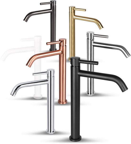 Robinet de lavabo Differnz Haut – Courbé – Mitigeur eau froide et chaude – Noir mat