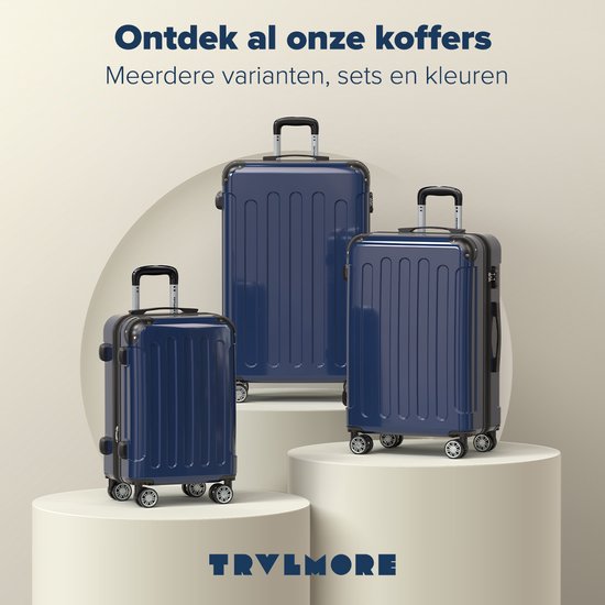 TRVLMORE Valise à main - 45L - Serrure TSA - Léger - Extensible - Trolley - 54x36x22cm - Bleu foncé