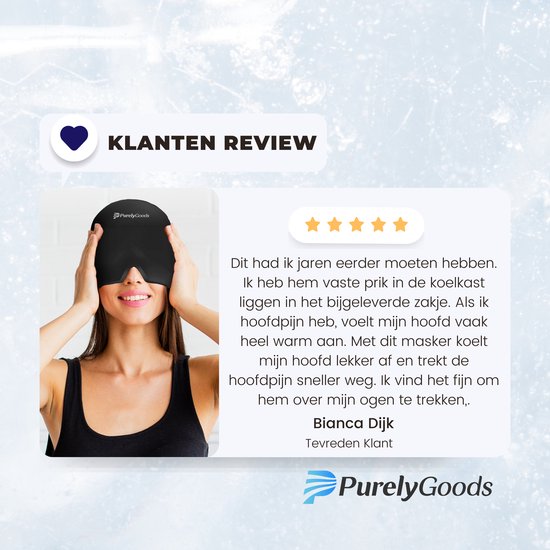 PurelyGoods® Masque contre la migraine 600gr. - Masque contre la migraine - Hot/Coldpack - Icepack - Thérapie par la chaleur et le froid - Sac de congélation inclus - Noir