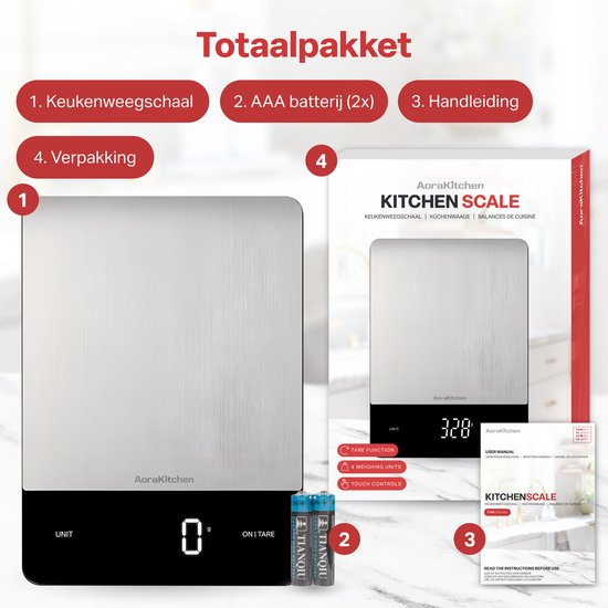 AoraKitchen Balance de cuisine numérique - Balance de cuisine - Balance numérique de précision - Tare
