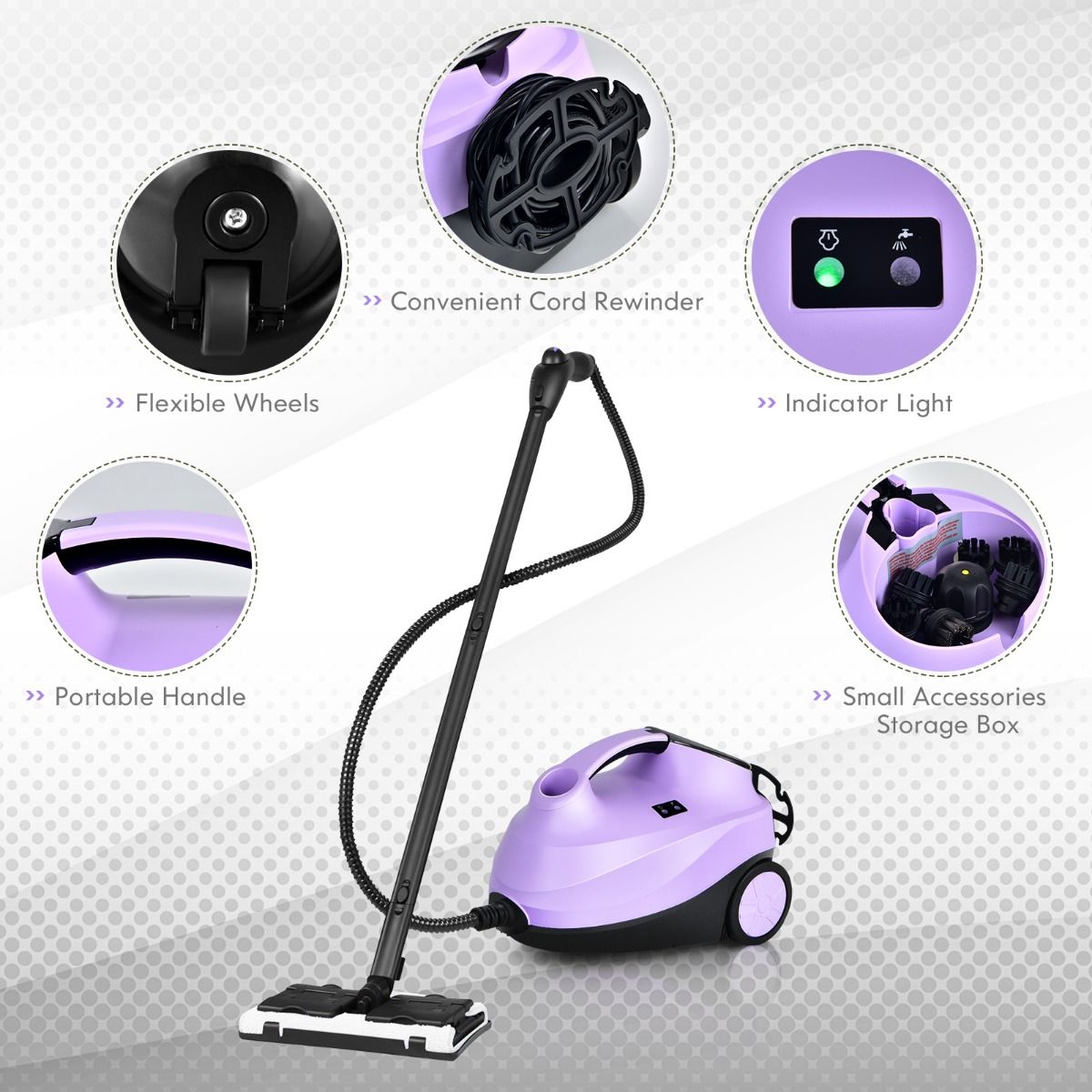 Coast Nettoyeur vapeur multifonction - Accessoires inclus - 2000W - Réservoir 1.5L - Violet