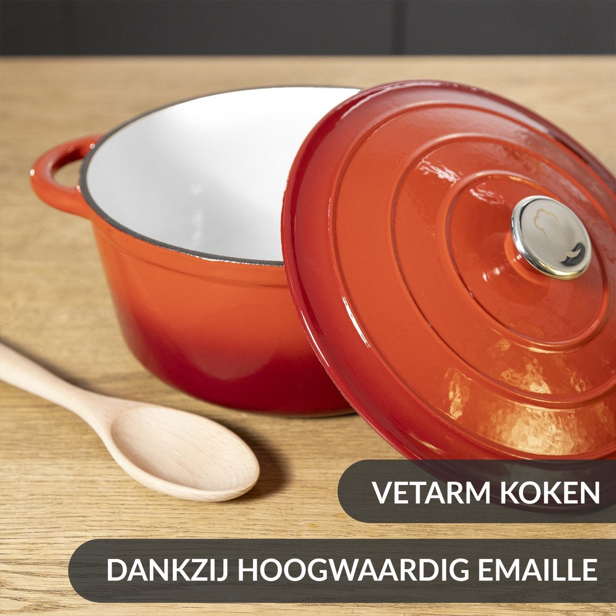 Chefarone Cast Iron Pan - Casserole - Couvercle inclus - Convient à toutes les sources de chaleur - Cocotte / Enamel