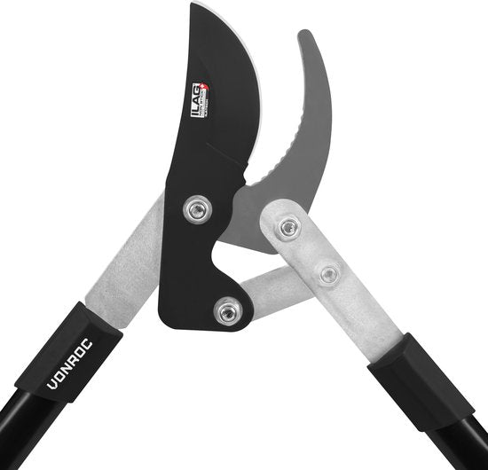 VONROC Loppers - télescopique - longueur : 63.5 - 85 cm - mâchoire de perroquet - avec revêtement anti-adhérent ILAG - pour branches jusqu'à Ø25mm