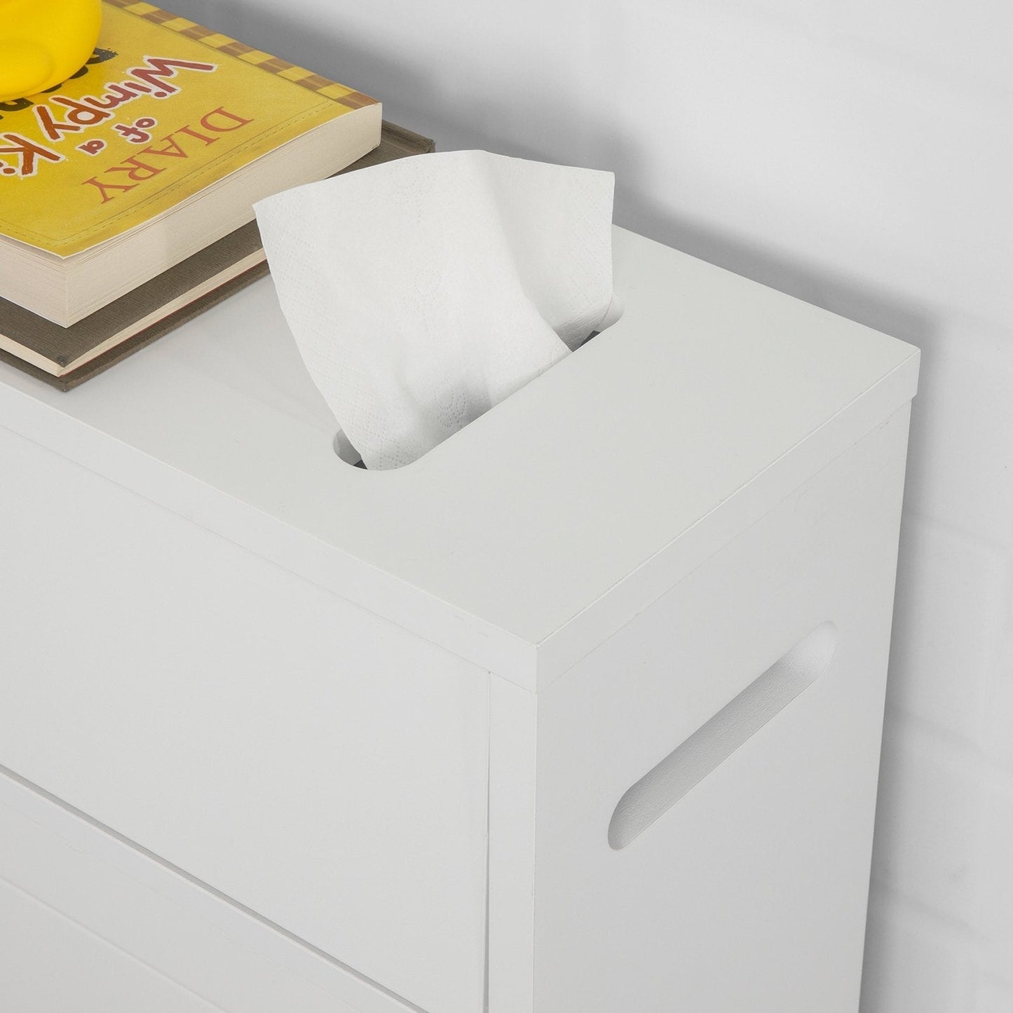 SoBuy BZR31-W Meuble de salle de bains avec 2 portes coulissantes et un tiroir - avec roulettes - 67 x 52 x 17 cm - blanc