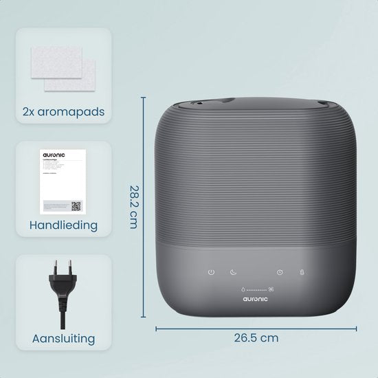 Humidificateur Auronic - 5 L - Convient pour la chambre à coucher, la chambre de bébé, le bureau, le salon et bien plus encore - Humidificateur - Sans BPA - Anthracite