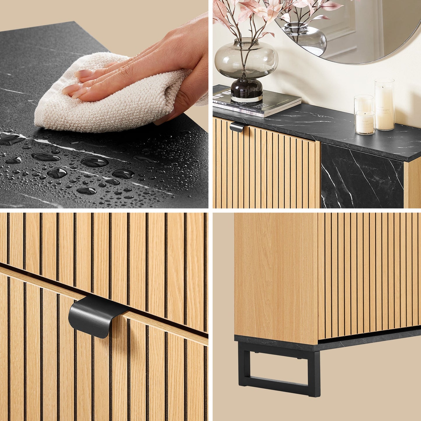 SoBuy FSR203-N Meuble à chaussures pour entrée étroite, 2 abattants et porte latérale, design scandinave, compact, noir et bois clair, 90 x 24 x 88 cm