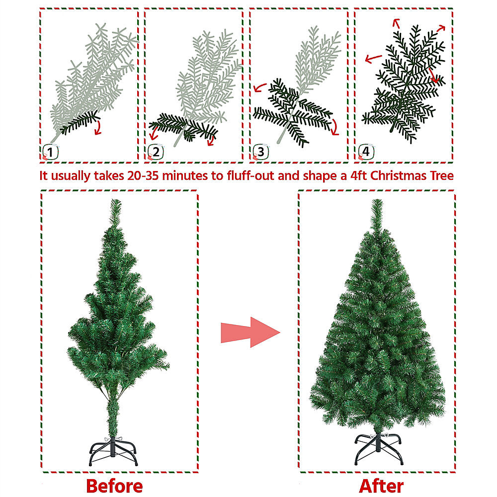 Yaheetech Artificial Christmas Tree 124 cm - Green - Arbre de Noël à charnière avec support métallique pliable
