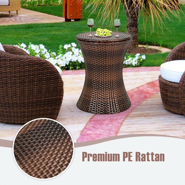 Table de bar cooler réglable en hauteur - Marron - 17,5 x 17,5 x 22,5 -37,5 (L x l x H)