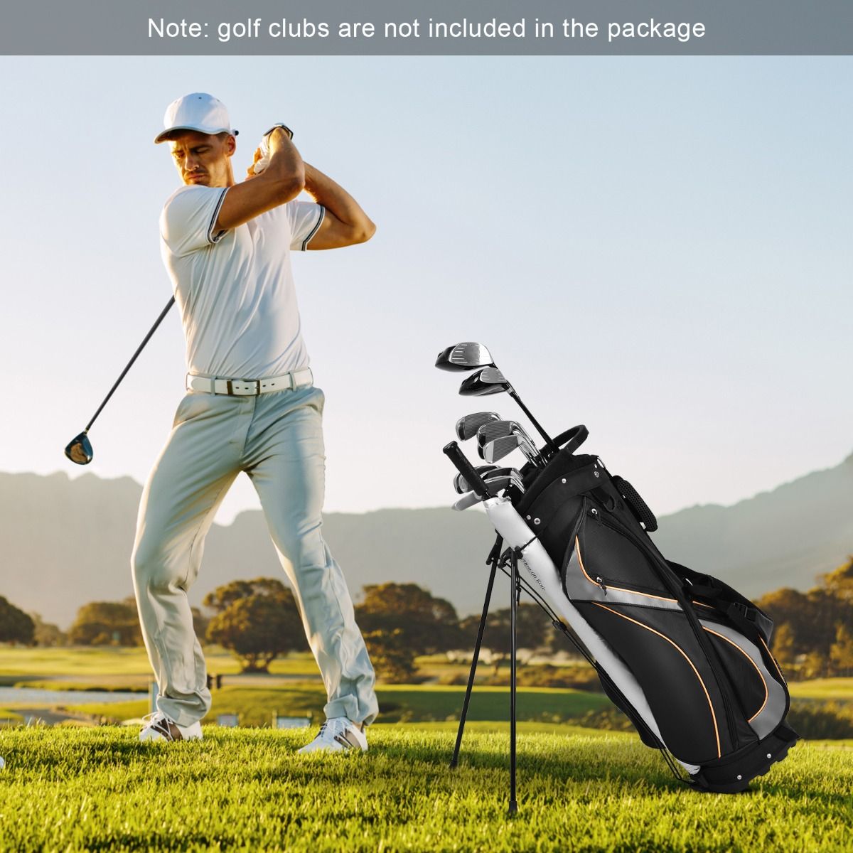 Sac de golf Coast - Organiseur à 8 compartiments - Système à double sangle - Noir