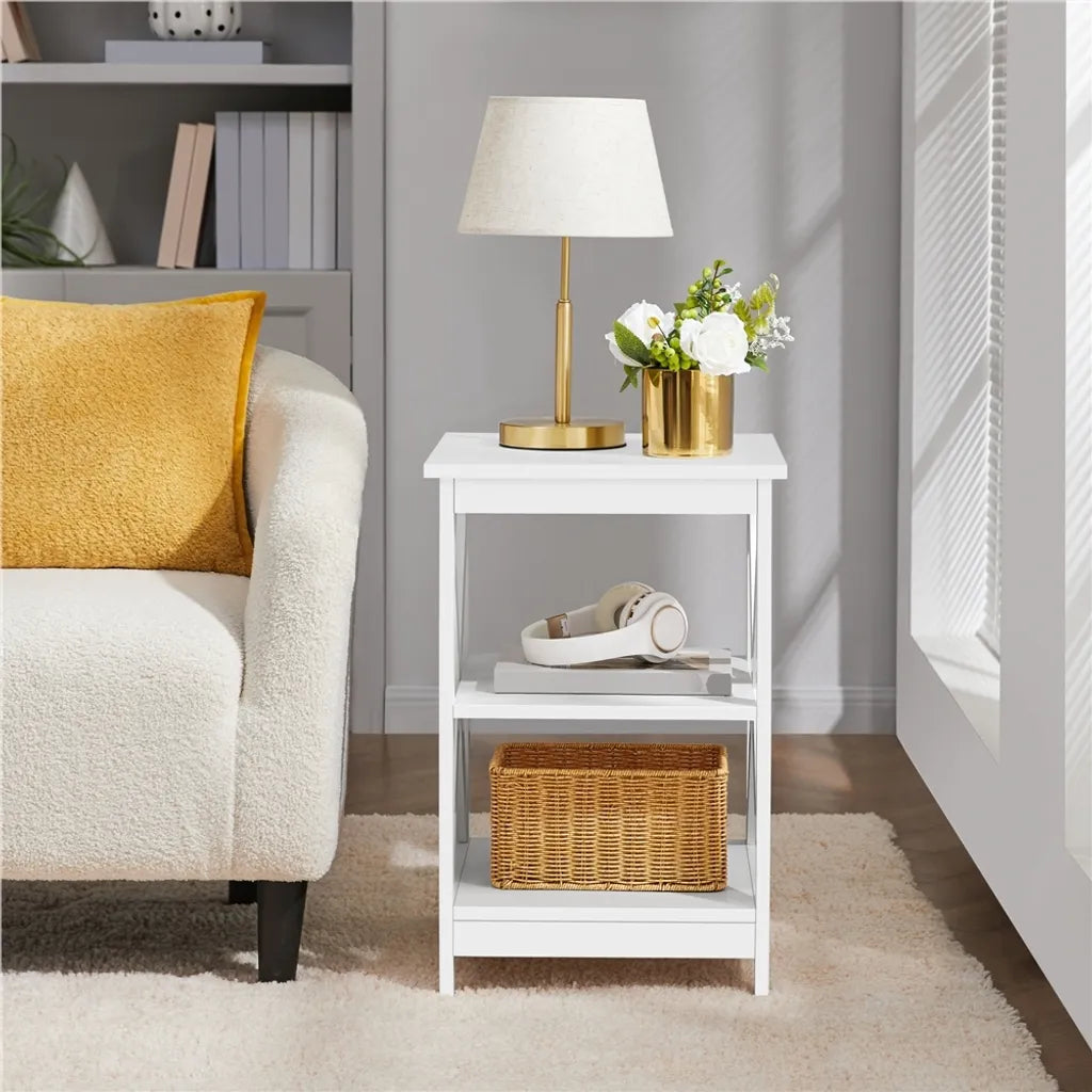 Table de chevet Yaheetech avec tablette ouverte, 40 x 40 x 61 cm, blanc