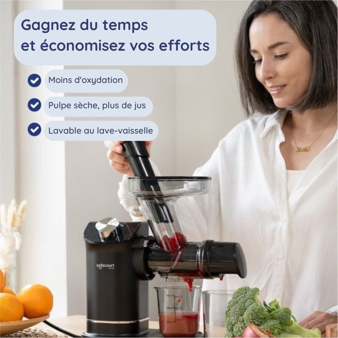Presse-agrumes - Safecourt Kitchen Slowjuicer - Presse-légumes et fruits - 300ml - Noir