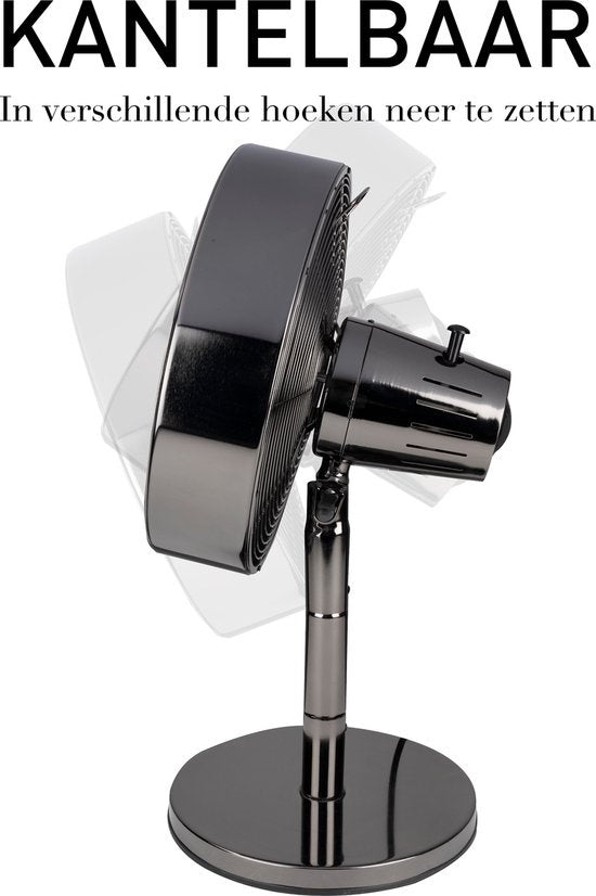 Ventilateur de table Lifetime Air - 230V - Ventilateur de bureau 30CM - 3 vitesses - Fonction oscillante - Inclinaison - Noir