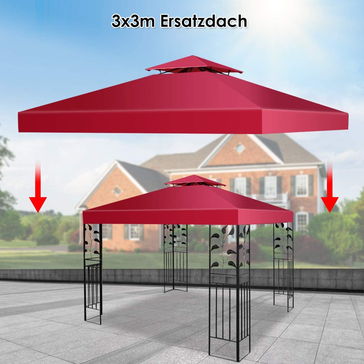 Auvent de terrasse côtière 300 x 300 cm couverture de terrasse pour pavillon à deux étages