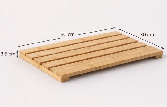 Tapis de douche Ceruzo en bambou – Tapis de bain antidérapant – 50 x 30 cm – Tapis de sauna