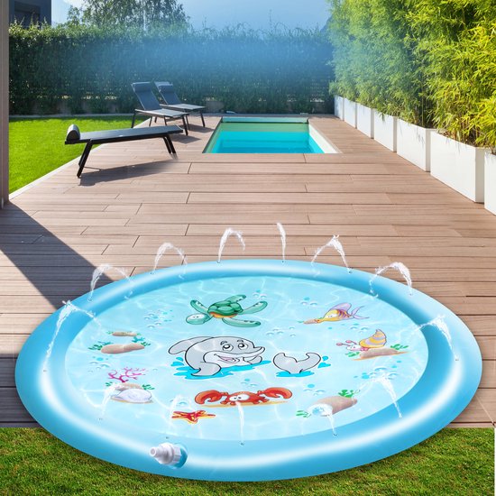 Tapis d'eau Creative Kids Ø100CM - Tapis d'eau avec système de pulvérisation - Bleu