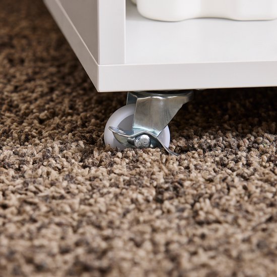 SoBuy FBT134-W Armoire à imprimante - Armoire de rangement de bureau blanche avec 4 roulettes