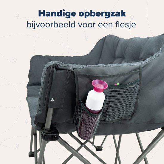 TRVLMORE Chaise de camping - 2 personnes - Pliable - Sac de transport inclus - Chaise de camping - Capacité de charge 240 kg - Gris
