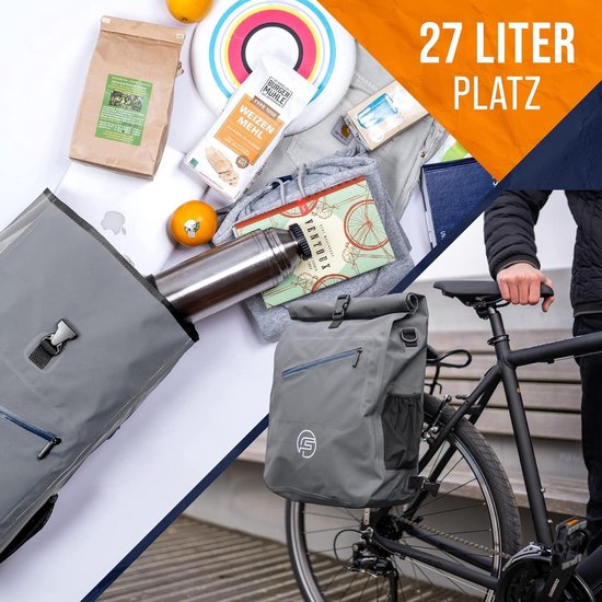 Sacoche de vélo 3-en-1 pour porte-bagages et sac à dos - étanche - 27 litres - réfléchissante - sacoche de selle pour vélo