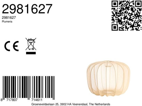 Light & Living - abat-jour - Plumeria - beige - tissu - Ø 50 cm - E27 - 2981627