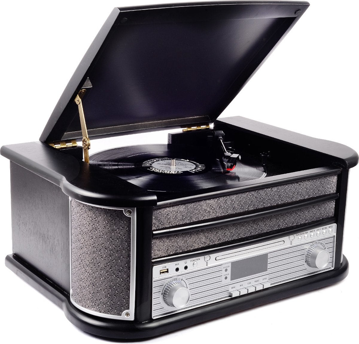 Lecteur de disque rétro - Denver - Haut-parleurs et amplificateur intégrés - Radio DAB - Radio CD Player - MRD51 - Bois