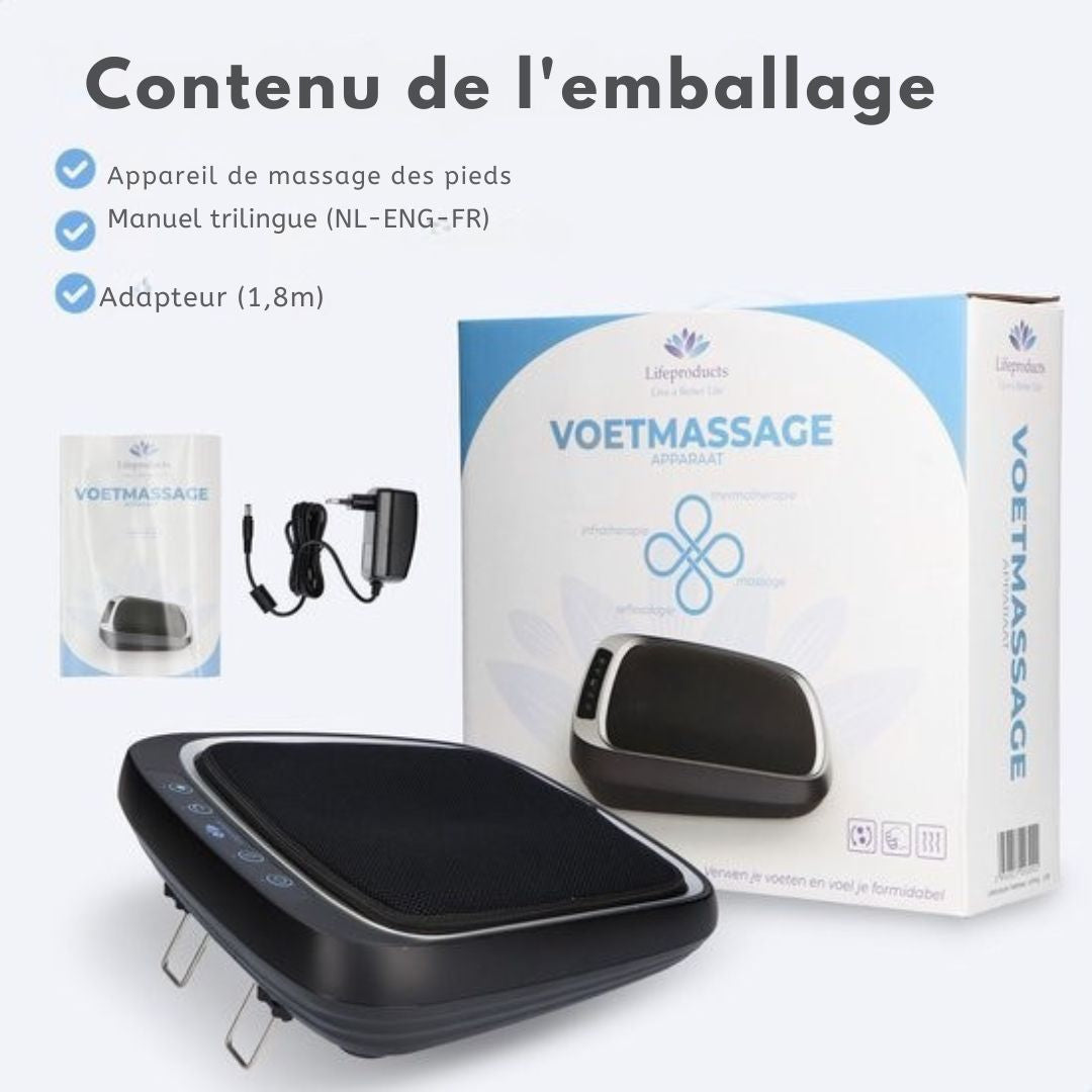 Appareil de massage des pieds Shiatsu Lifeproducts - 3 vitesses - Fonction chaleur - Housse amovible - Noir
