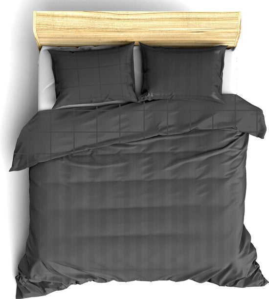 Housse de couette De Witte Lietaer en satin de coton Zygo - Lit jumeaux - 240 x 220 cm - Noir