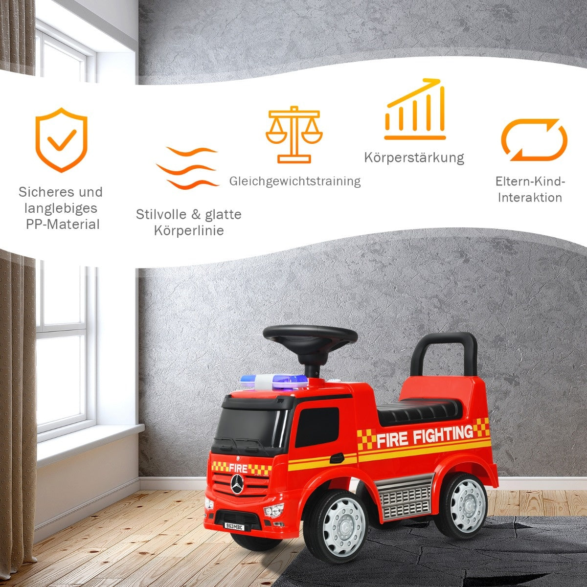 Coast Children's Fire Fighting Car Licensed Mercedes Benz Sliding Car 62 x 29 x 43 cm rouge