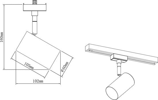 Éclairage sur rail à LED - Track Spot - DUOLINE - 2 phases - Douille GU10 - Rond - Or mat - Aluminium