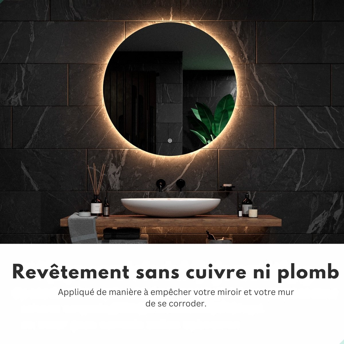 Miroir de salle de bain Mirlux - avec éclairage LED et chauffage - Miroir mural rond - Miroir de douche anti-condensation - 100CM
