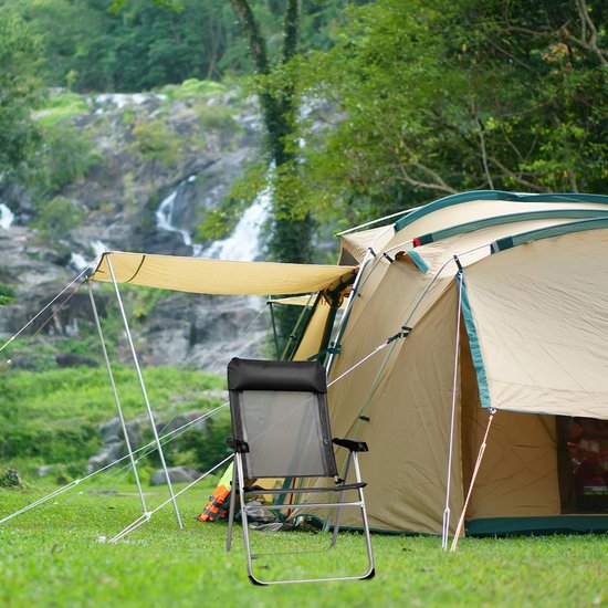 TRVLMORE Chaise de camping - 5 positions - Chaise de camping pliante - Capacité de charge 110 kg - Chaise de pêche - Chaise pliante - Noir