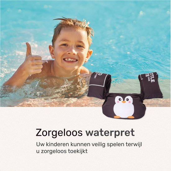 Qwali Puddle Jumper Penguin - Gilet de natation - Pour les enfants de 0-2 à 3-6 ans - Gilet de natation Enfant - Requin - Sangles de natation 15-30 kg - Gilet de flottaison - Ailes de natation - Bouchon de natation - Ceinture de natation - Essentiels de n