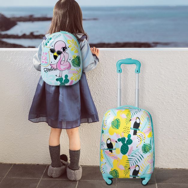 2 Pieces Kids' Luggage Handbag Set with Backpack and Suitcase - 30 X 22 X 44.5-74 CM