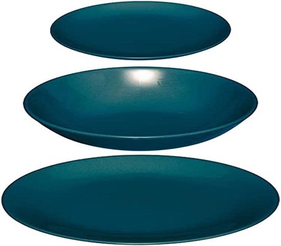 Secret de gourmet - Service de table Colorama uni - 18 pièces - bleu - service de table - vaisselle - 6 personnes