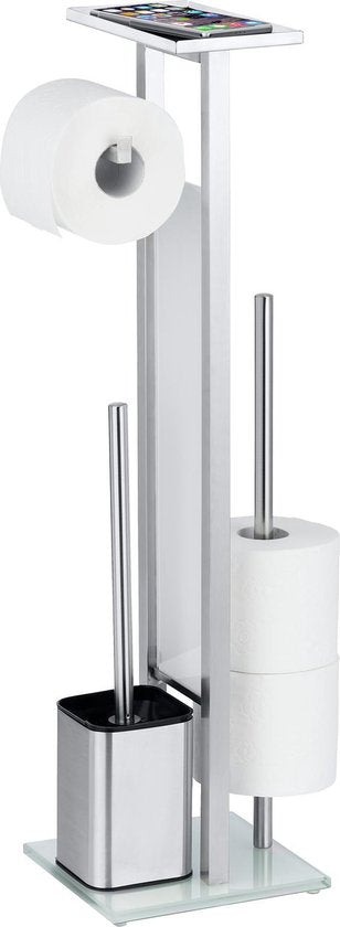 Wenko Porte-rouleau de papier toilette et porte-brosse Debar 70,5 cm, acier inoxydable argenté