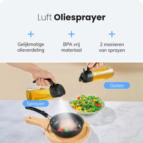 Pulvérisateur d'huile avec bec verseur - Bouteille de pulvérisation d'huile d'olive - Pulvérisateur d'huile de friture pour Cuisine - Cuisson - Accessoires BBQ - Luft
