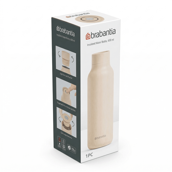 Bouteille d'eau Brabantia 600 ml - Isotherme avec bouchon à clic - 7,2 x 24 cm